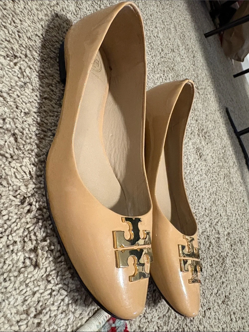 Tory Burch Raleigh Beige Patent Logo Flats